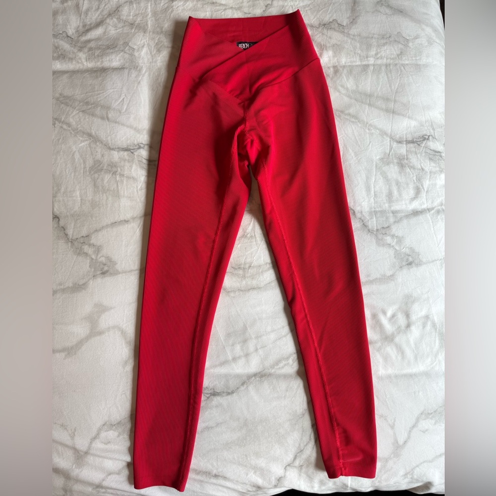Beach Riot Red Cara Ribbed Leggings Size S